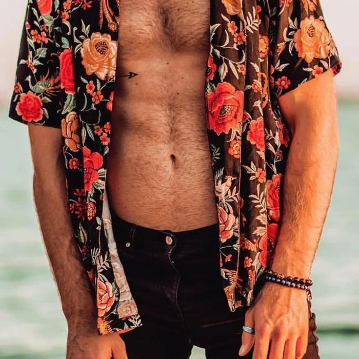 Colorblock Printed Loose Beach Men's Tops