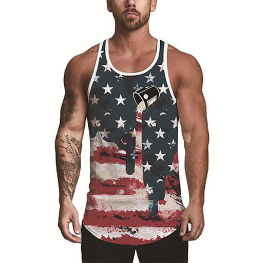 Men's Casual Fashion Printed Sleeveless T-shirt