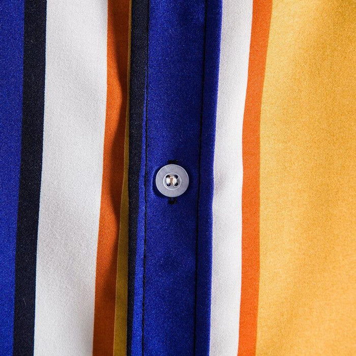 Men'S Striped Button Casual Short Sleeve Shirt
