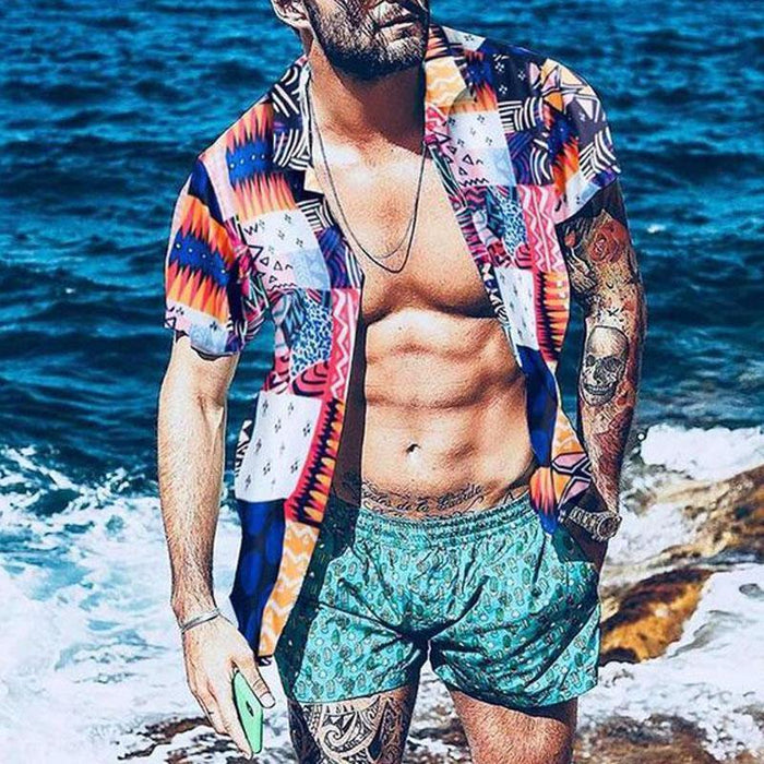 Men's Casual Holiday Check Short-sleeved Shirt