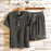 Men's Summer Sets Short Sleeve Tops Drawstring Shorts Casual Suits