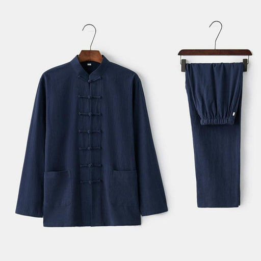 Casual Men's Tang Suits Long Sleeve Tops & Pants Two-pieces Chinese Style