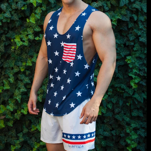 Men's Blue Fashion Creative Flag Printed Vest
