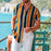 Men Casual Short Sleeves Striped Shirt