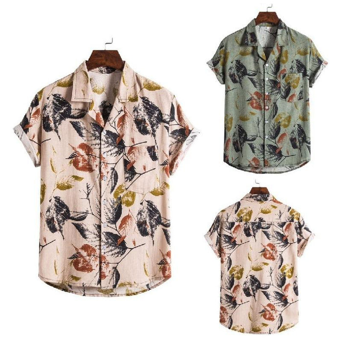 Men'S Summer Ethnic Short-Sleeved Printed Shirt