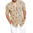 Men'S 3D Printed Linen Colorblock Lapel Shirt