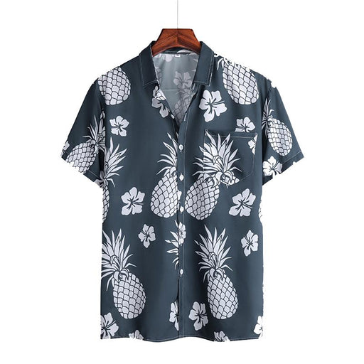 Men'S Beach Retro Print Loose Shirt