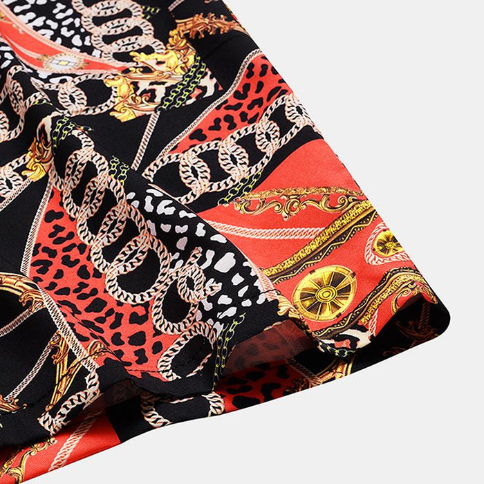 Men'S Printed Lapel Short Sleeve Shirt