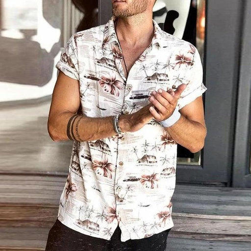 Men's Casual Holiday Printed Short-sleeved Shirt