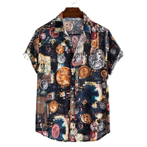 Men'S Fashion Personality Printed Short-Sleeved Shirt