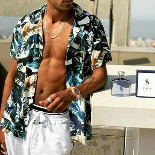 Men Hawaii Style Printed Short Sleeves Shirt