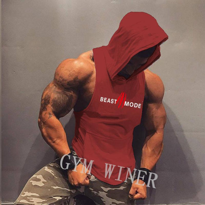 Sports Vest Tide Brand Printed Sleeveless Pullover Hoodie