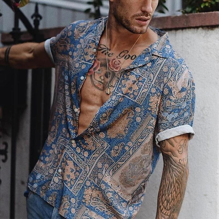 Hawaii Casual Beach Print Short Sleeve