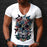 Men's V-neck Short Sleeve Skull T-shirt