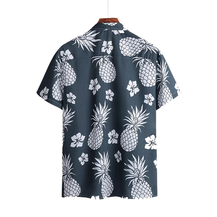 Men'S Beach Retro Print Loose Shirt