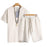 Summer Fashion Men's Cotton and Linen Short Sleeve Shorts Set Suit Tracksuit