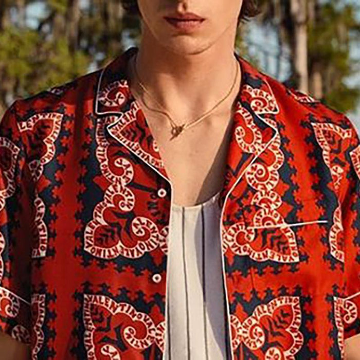 Men Red Luxury Printed Tops