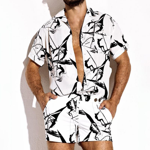 Men's Printed Casual Wear Two-piece Suit