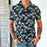 Men's Casual Retro Leaf Print Short Sleeves