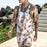 Men Beach Printed Short Sleeves Two-Piece Suits