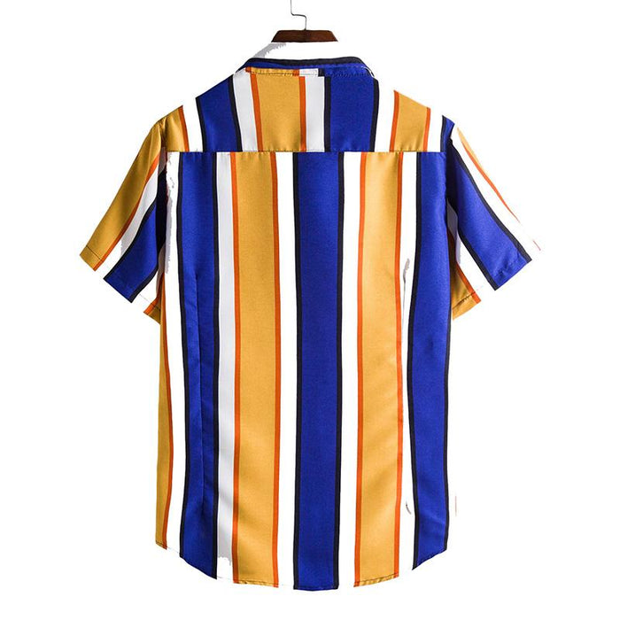 Men'S Striped Button Casual Short Sleeve Shirt