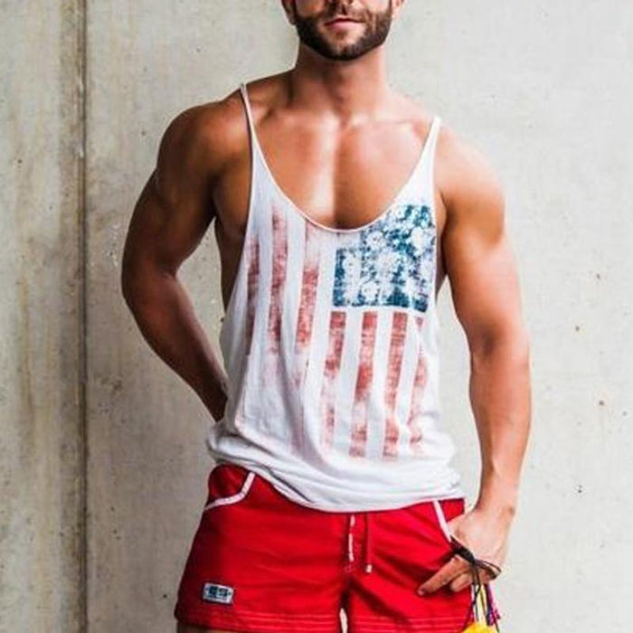 Striped Fitness Retro Loose Vest