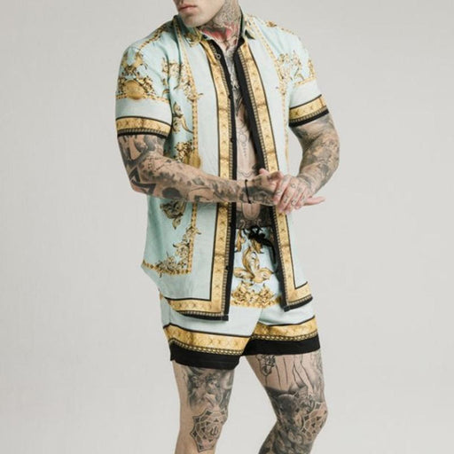 Men's Printed Casual Wear Two-piece Suit