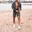 Beach Holiday Leaf Print Casual Suit Men