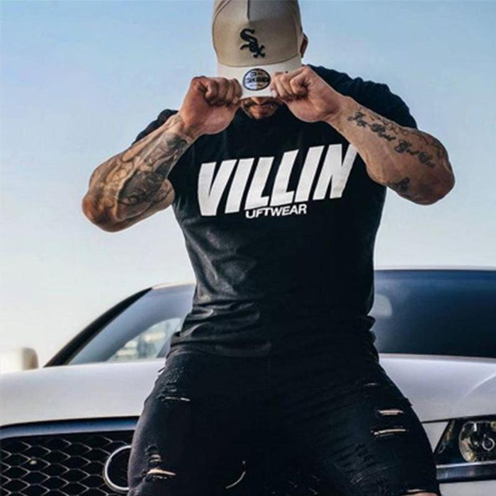 Men's Casual Sports Fitness Printed Short-sleeved T-shirt