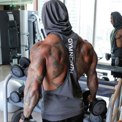 Men's Casual Sports Hooded Printed Sleeveless Vest T-shirt