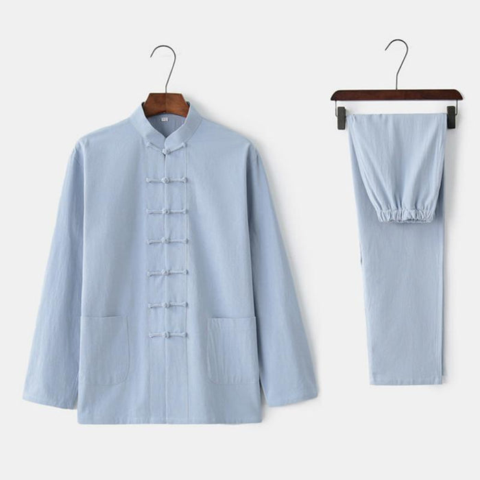 Casual Men's Tang Suits Long Sleeve Tops & Pants Two-pieces Chinese Style