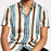 Men Blue Striped Printed Lapel Shirt