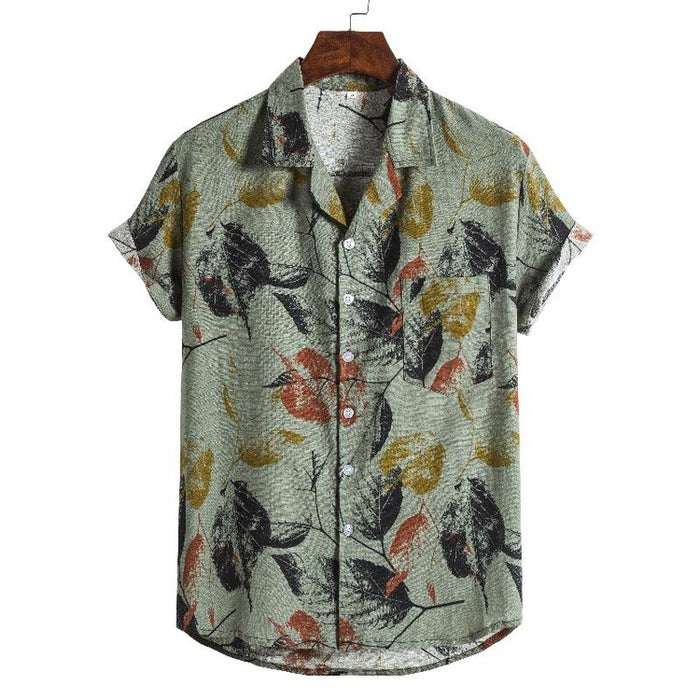 Men'S Summer Ethnic Short-Sleeved Printed Shirt