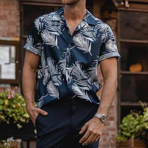 Men Spring Fashion Printed Short Sleeves Shirt