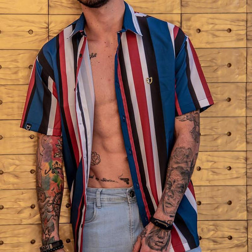 Men Striped Short Sleeves Shirt