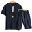 Summer Fashion Men's Cotton and Linen Short Sleeve Shorts Set Suit Tracksuit