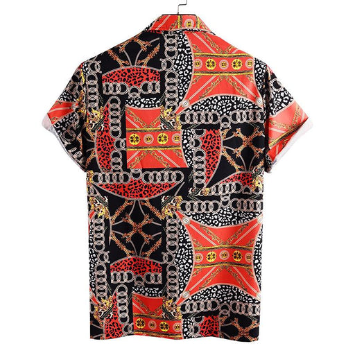 Men'S Printed Lapel Short Sleeve Shirt