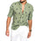 Men'S 3D Printed Linen Colorblock Lapel Shirt
