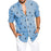 Men'S 3D Printed Linen Colorblock Lapel Shirt