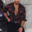 Men's Casual Holiday Leaf Print Short Sleeve Shirt