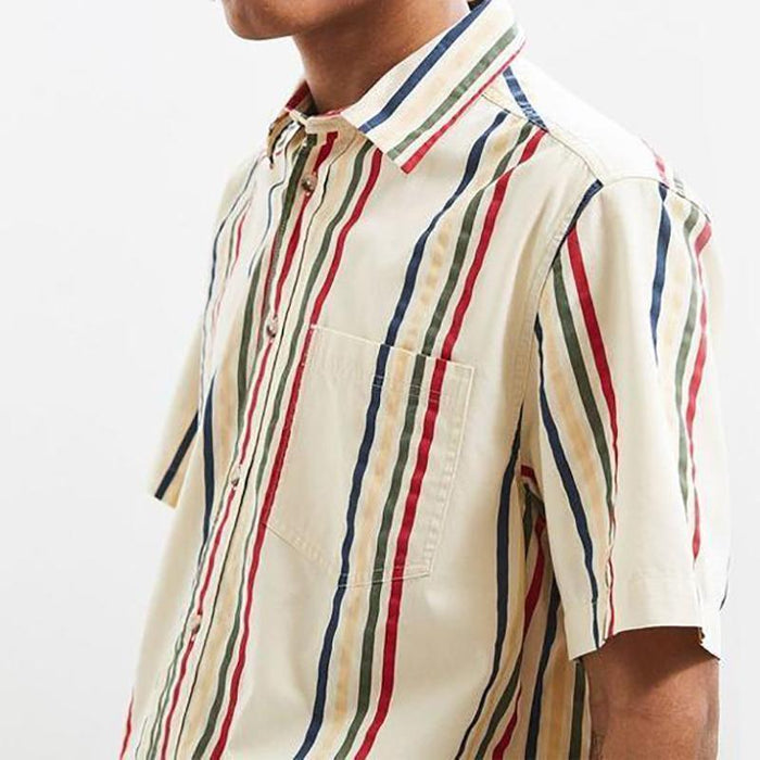 Men Casual Short Sleeeves Striped Shirt