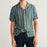 Men Lapel Striped Print Short Sleeves Shirt