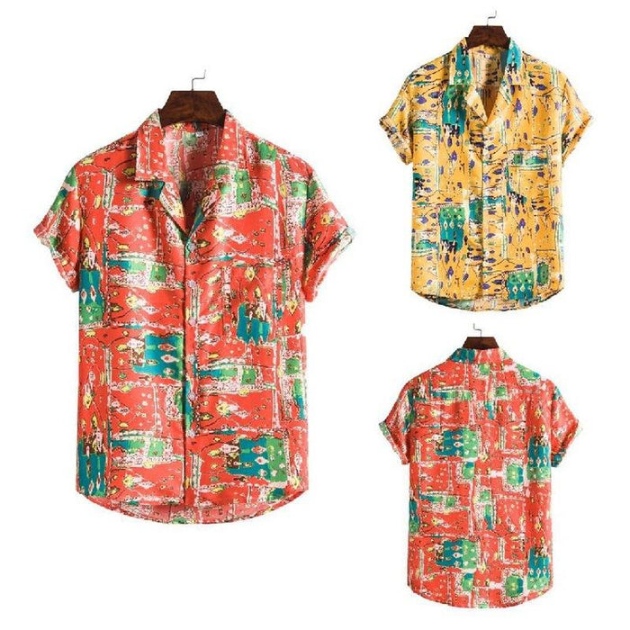 Men'S Printed Loose Short Sleeve Shirt