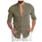 Men'S Linen Button Stand Collar Long Sleeve Shirt