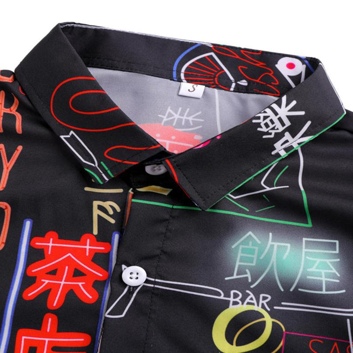 Men'S Neon Printed Short-Sleeved Shirt