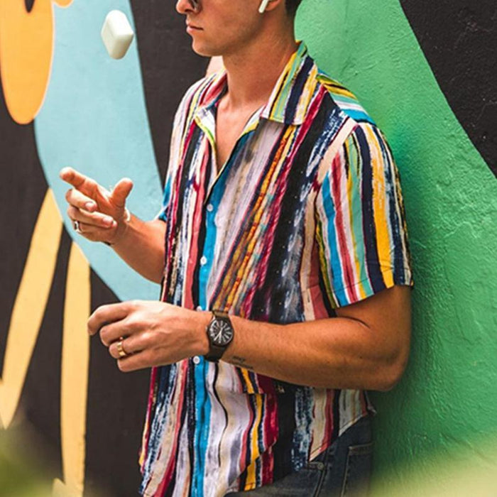 Men's Casual Fashion Printed Short-sleeved Shirt