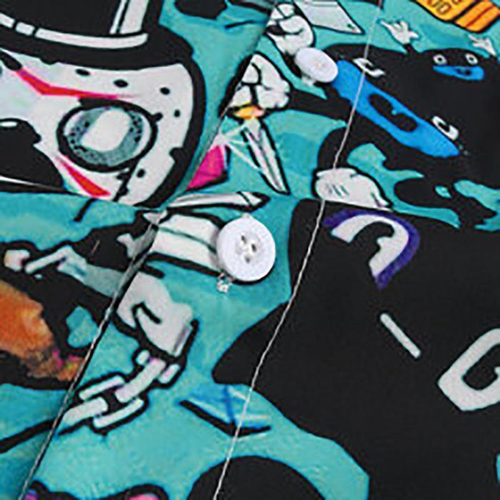 Men's Casual Graffiti Printed Short-Sleeved Shirt
