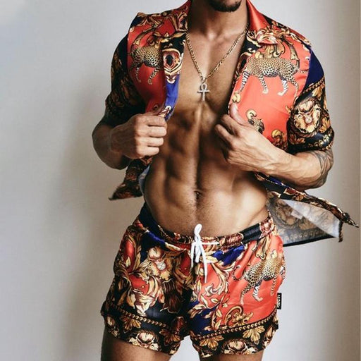 Men's Printed Casual Wear Two-piece Suit