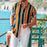 Men Casual Short Sleeves Striped Shirt