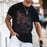 Rose Print Handsome Cotton Men's Tops